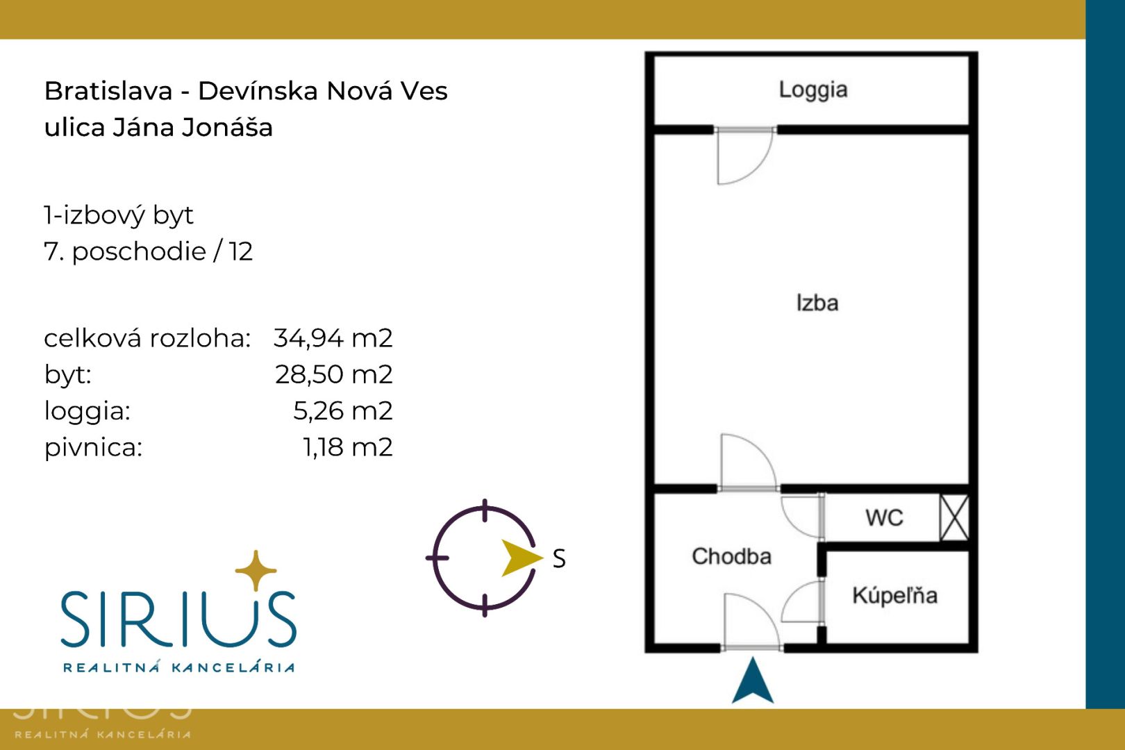 JÁNA JONÁŠA, 1-i byt, 35 m2 – loggia s výhľadom, ATRAKTÍVNA CENA!